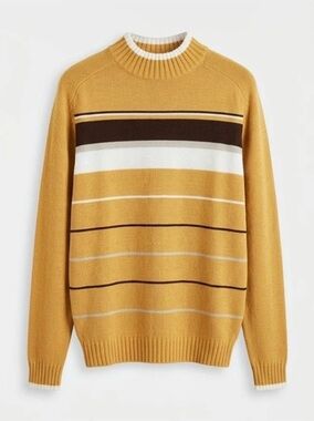 Delf Men's Mustard Stripe Crewneck Sweater Size Large